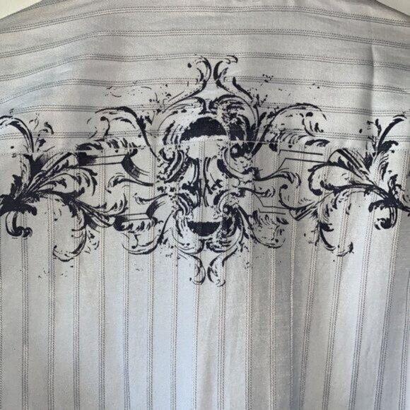 Level Ten Mens Striped Long Sleeve Button-Down Shirt W/ Black Graphic Design L - Picture 11 of 12